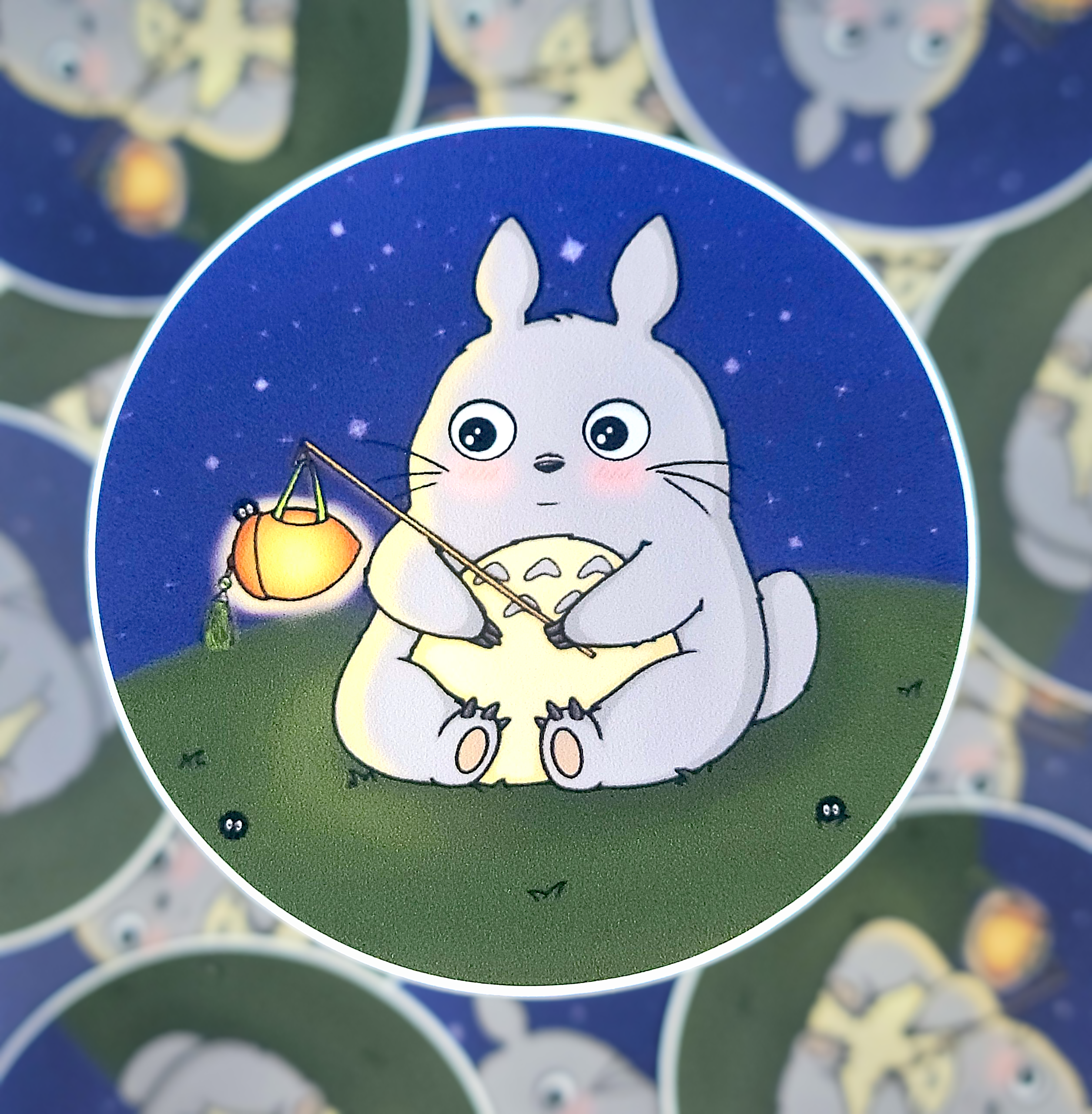Totoro Holding Lantern ( Sticker )