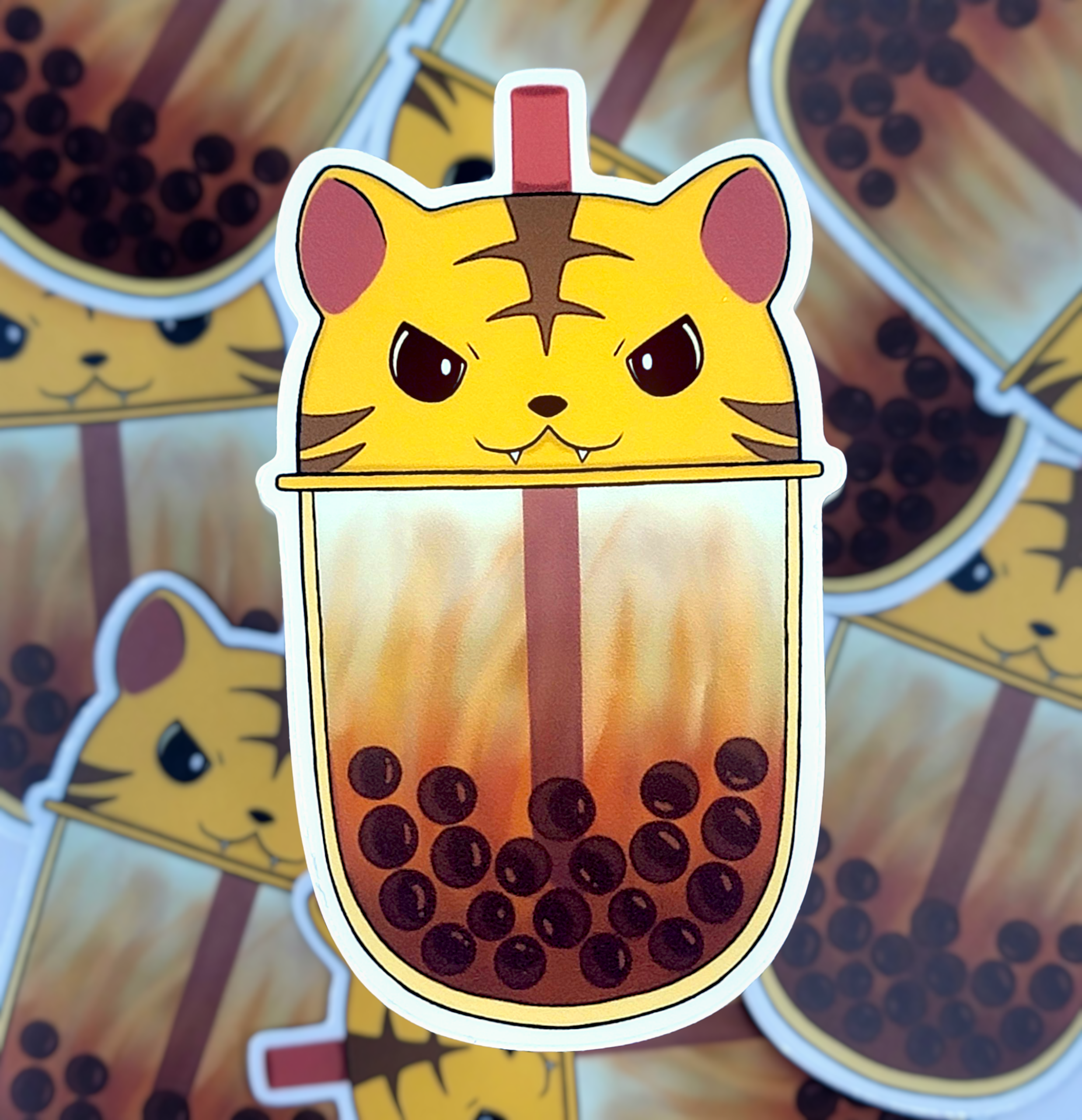 Angry Tiger Boba ( Sticker )