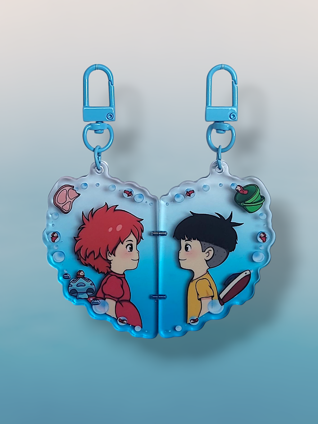 Ponyo and Sosuke Heart  ( Magnetic Keychain )