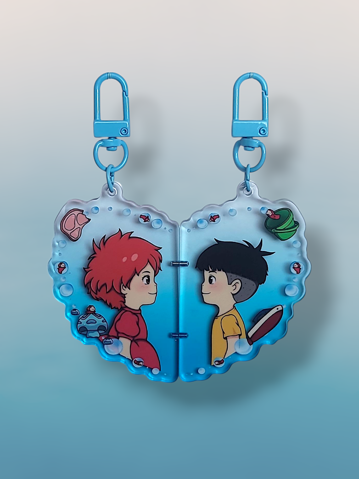 Ponyo and Sosuke Heart  ( Magnetic Keychain )